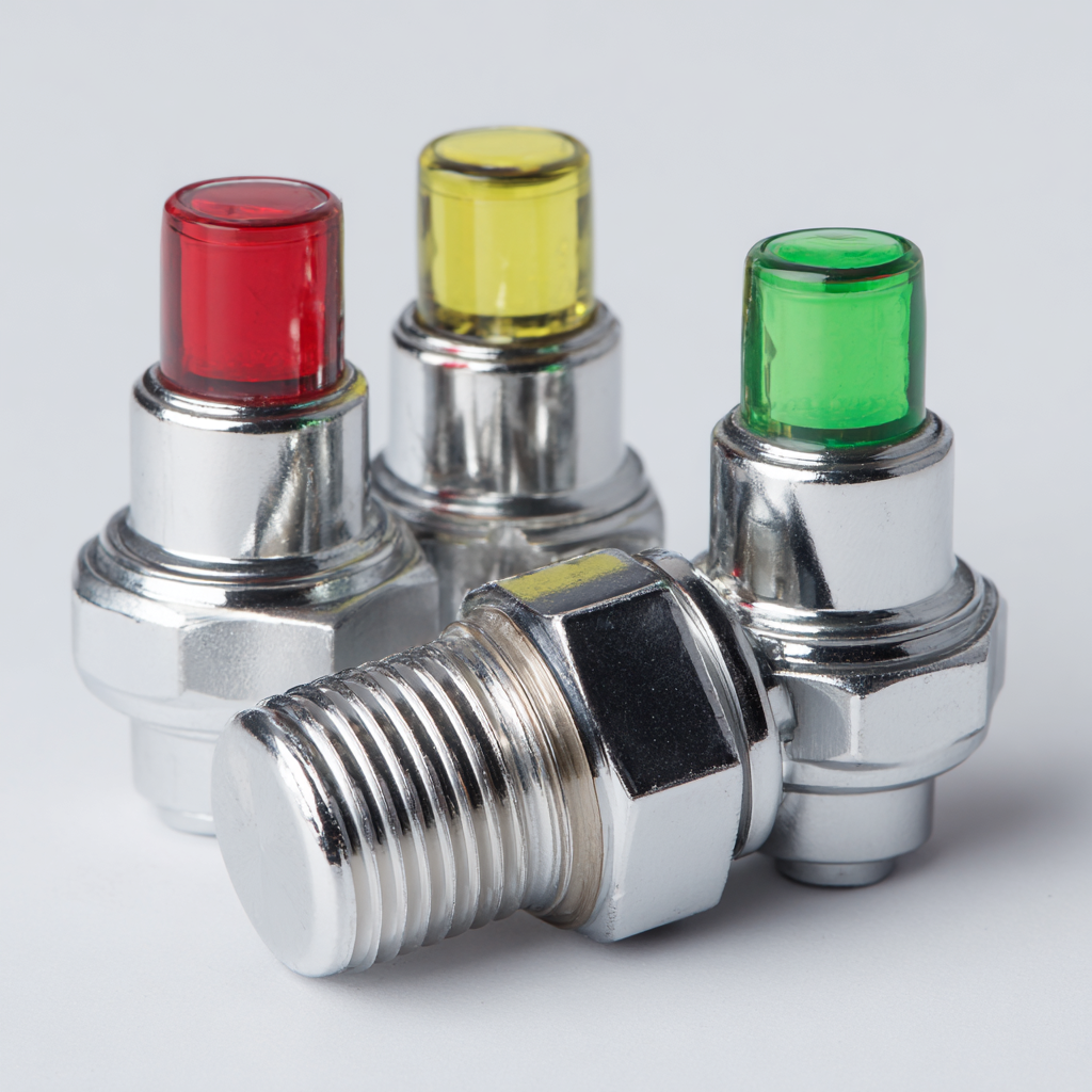 Tire Pressure Monitoring Valve Caps—A Safety Colour Alert System